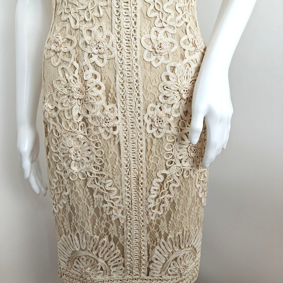 Sue Wong Nocturne Soutache Lace Cocktail Dress Size 2 Ivory Sheer Lined Wedding - Picture 5 of 14